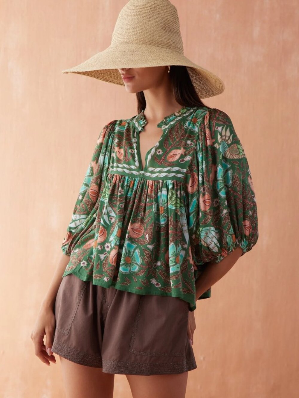 OMIKA Wren Blouse In Kala Kelp Kalkel Small